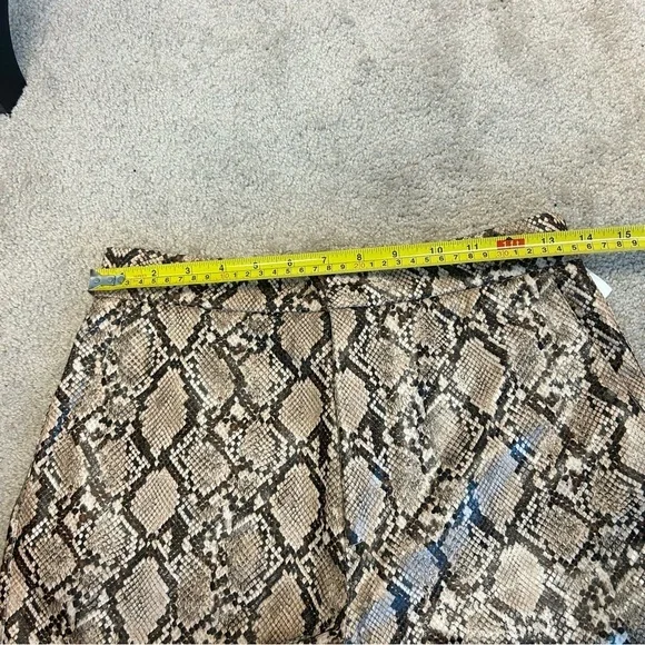 Zara Snake Print Faux Leather Pants Sand Brown High Waist Sz S